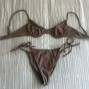 pacsun brown ribbed bikini